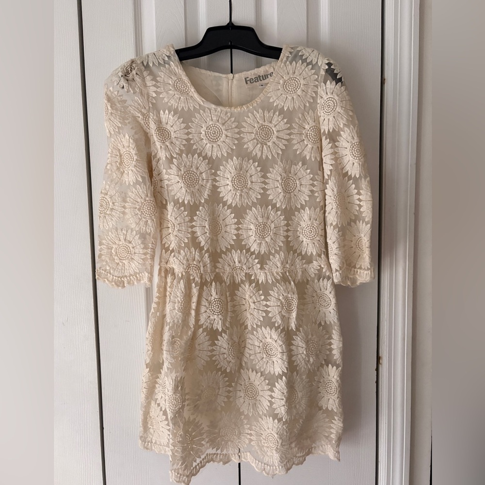 NWOT Feature-Pixie Market sunflower lace overlay mini dress